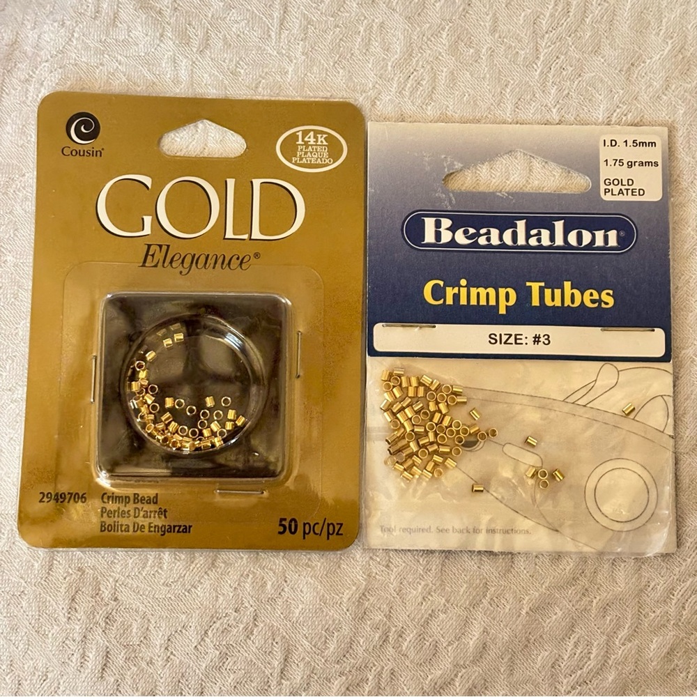 14k Plated Gold Elegance Crimp Beads and Beadalon Crimp Tubes